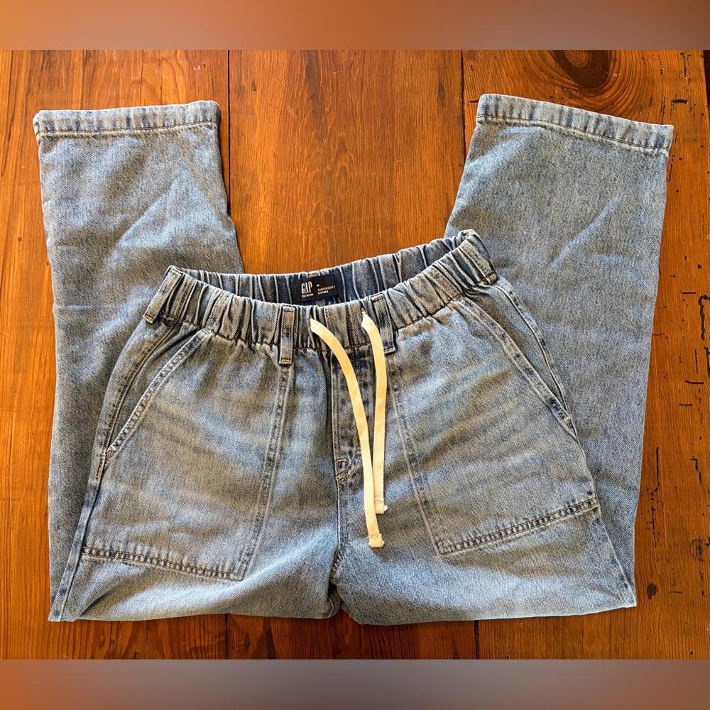 Gap drawstring wide leg denim, size medium - Picture 2 of 7